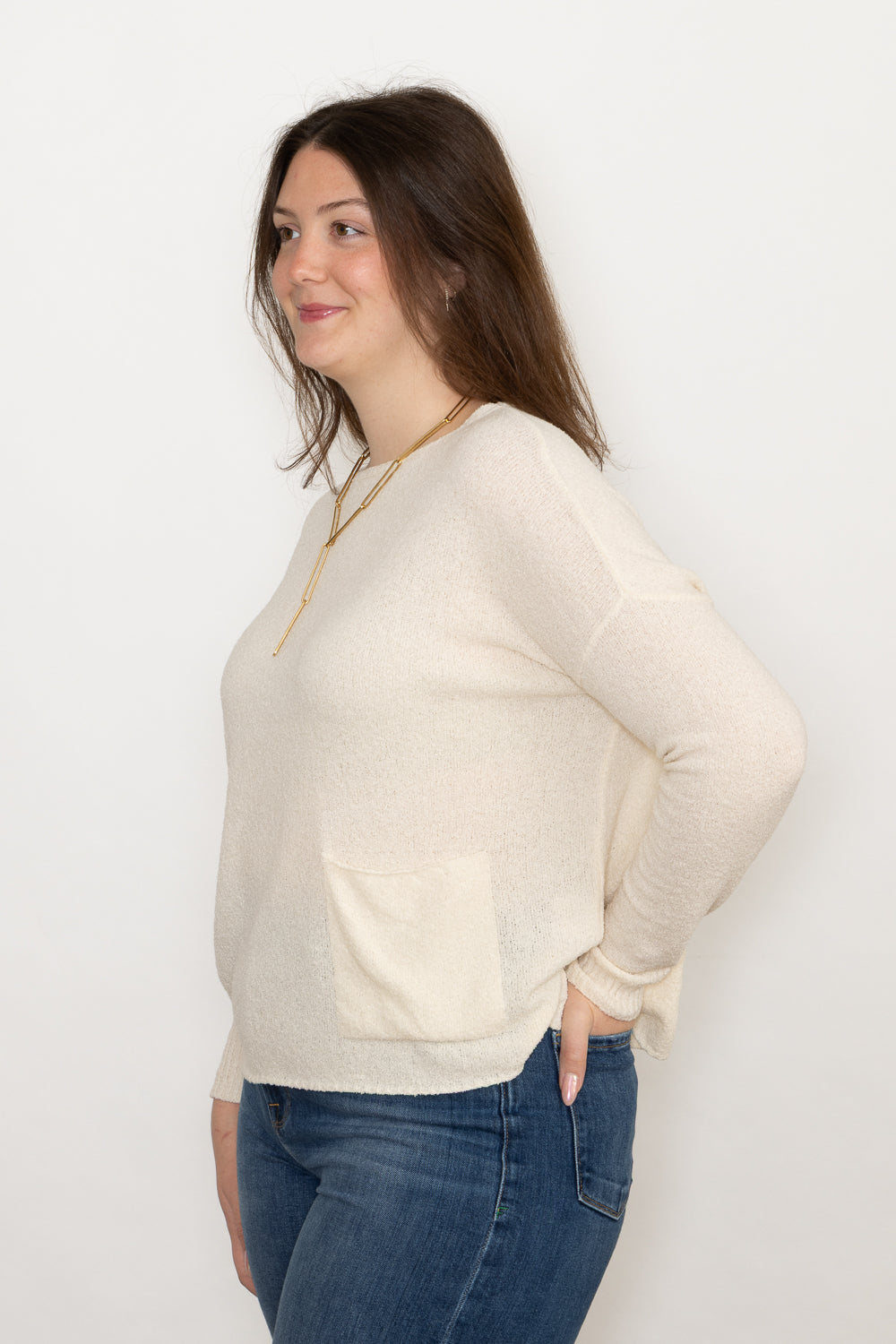 Ma'Ry'Ya Boat Neck Boucle Pullover