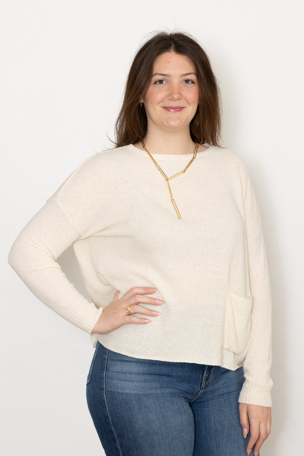 Ma'Ry'Ya Boat Neck Boucle Pullover
