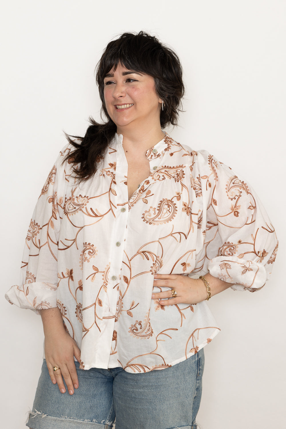 Colibri Embroidered Button Down