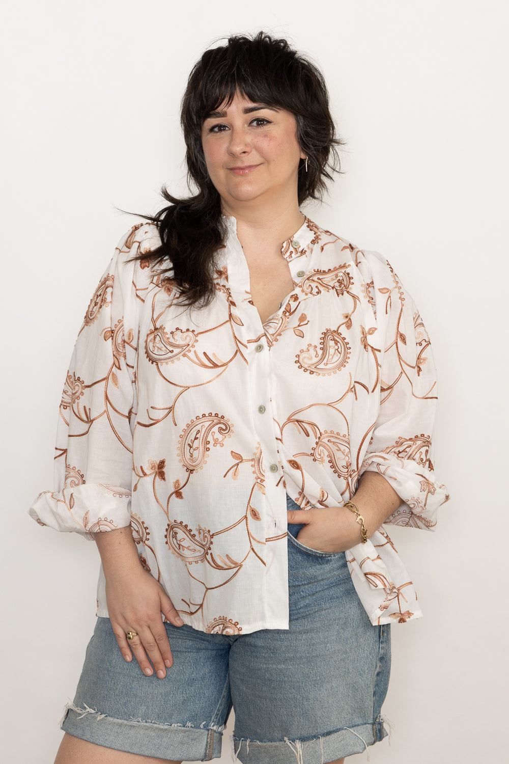 Colibri Embroidered Button Down