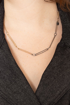 Karin Luvaas 14k YG & SS Mixed Metals Elongated Paperclip Chain