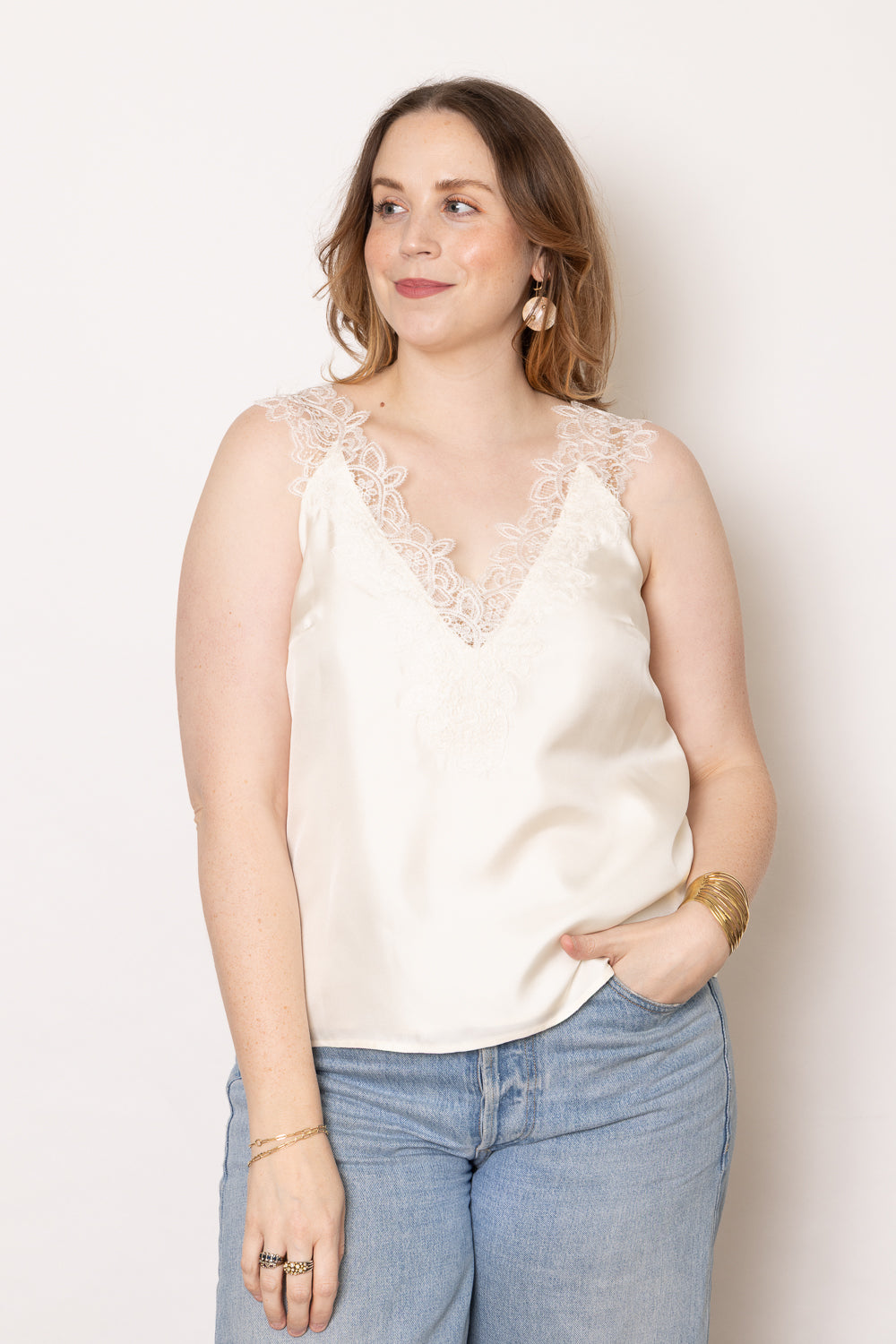 ROHE V-Neck Silk Lace Top