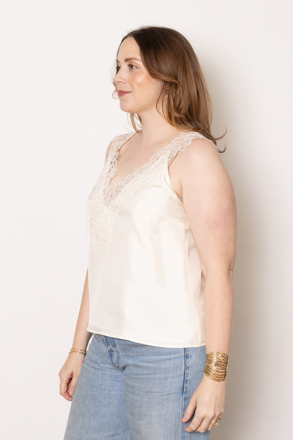ROHE V-Neck Silk Lace Top