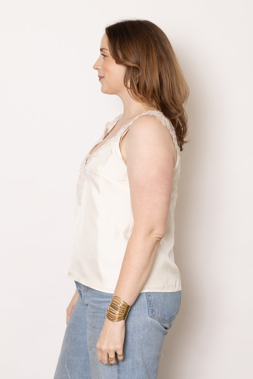 ROHE V-Neck Silk Lace Top