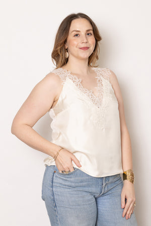 ROHE V-Neck Silk Lace Top