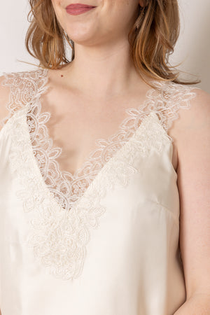ROHE V-Neck Silk Lace Top