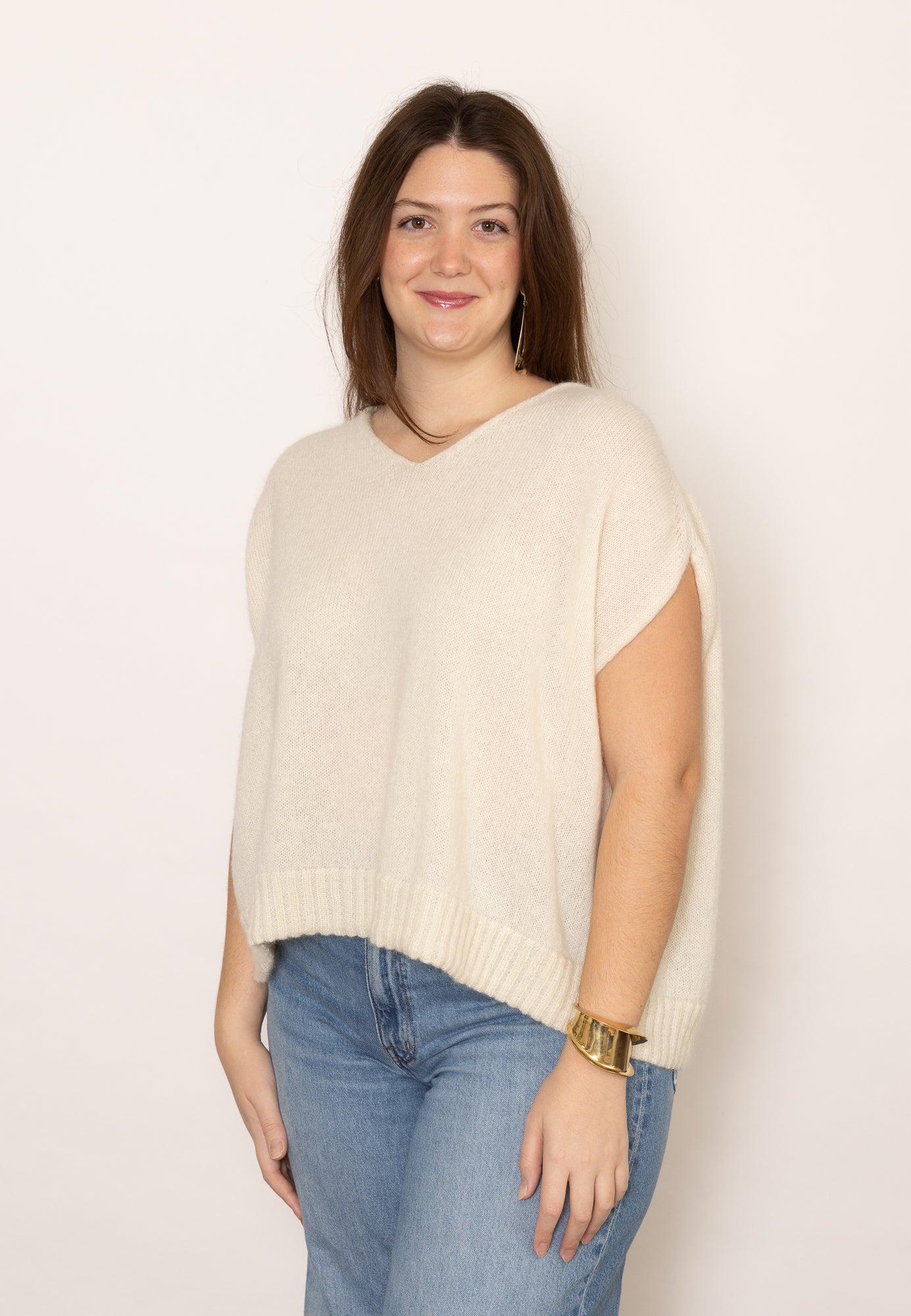 Gallego Drape Back Short Sleeve Sweater