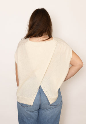 Gallego Drape Back Short Sleeve Sweater