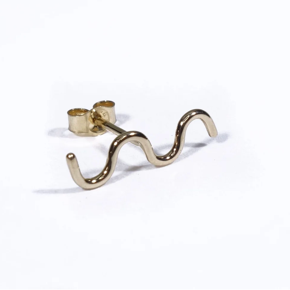 Talisman 14k YG Wave Stud - Single