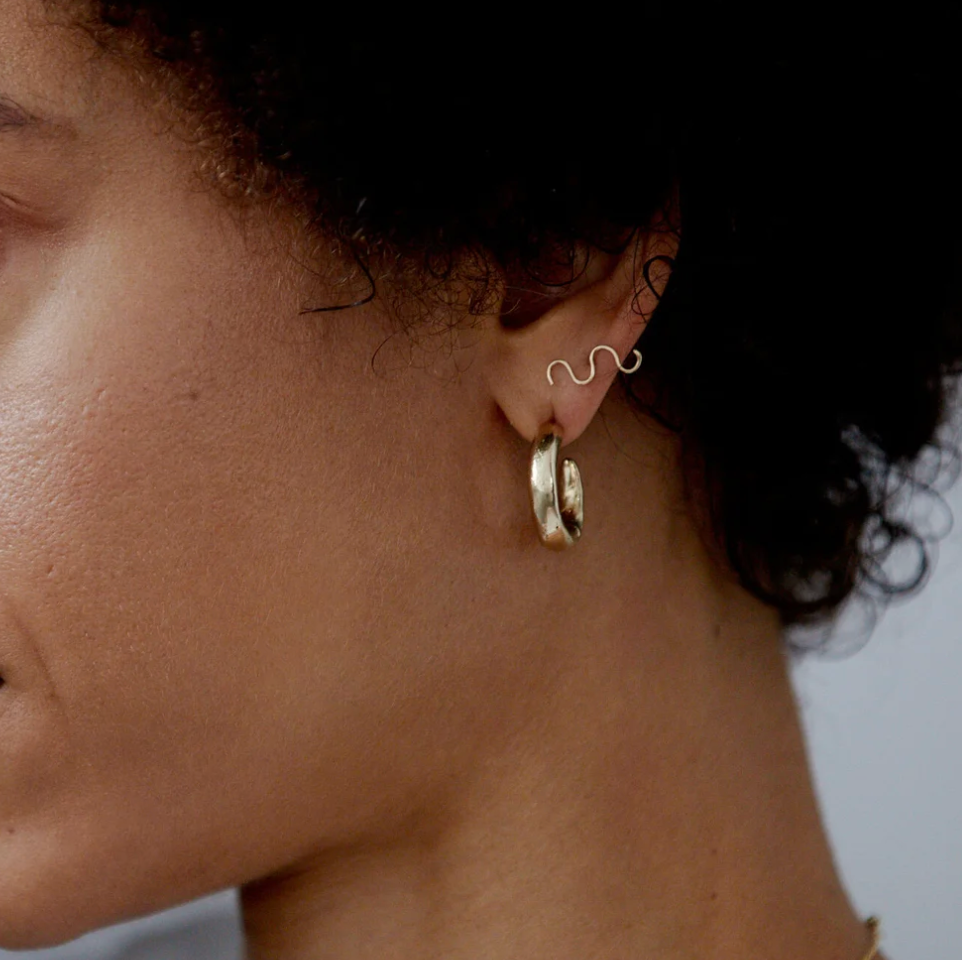 Talisman 14k YG Wave Stud - Single