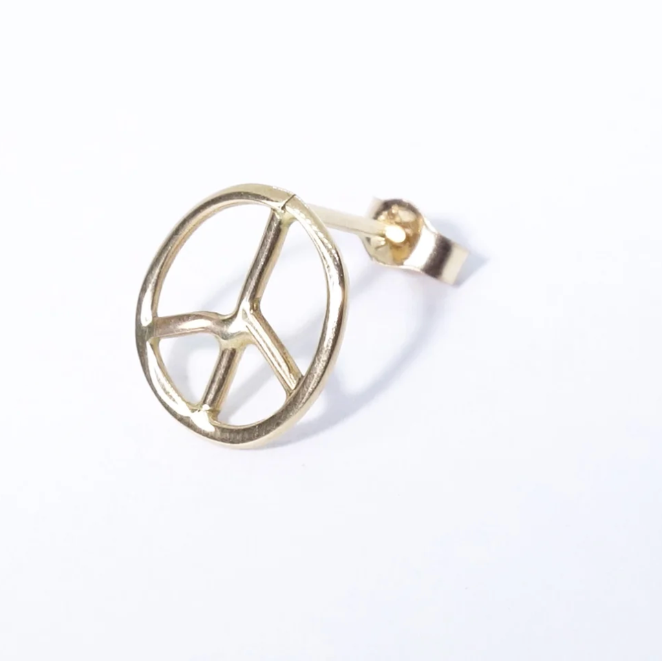 Talisman Peace Sign Stud - Recycled 14k Gold (Single)