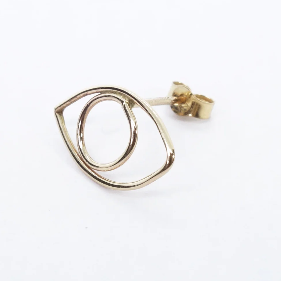 Talisman Protective Eye Stud - Recycled 14k Gold (Single)