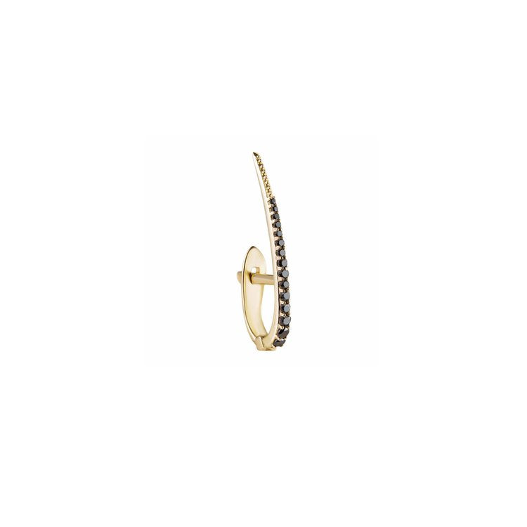 Metier 9k Single Long Skinny Point Huggie w/Black Diamonds