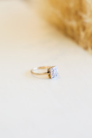 Vintage 1920s Diamond Ring 18k YG + Platinum (sz 5)
