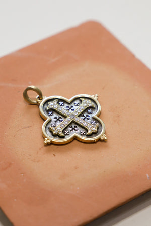 EM c107f - SS/18k Large Diamond Cross "The Past, The Present, & The Future All All Truly One"