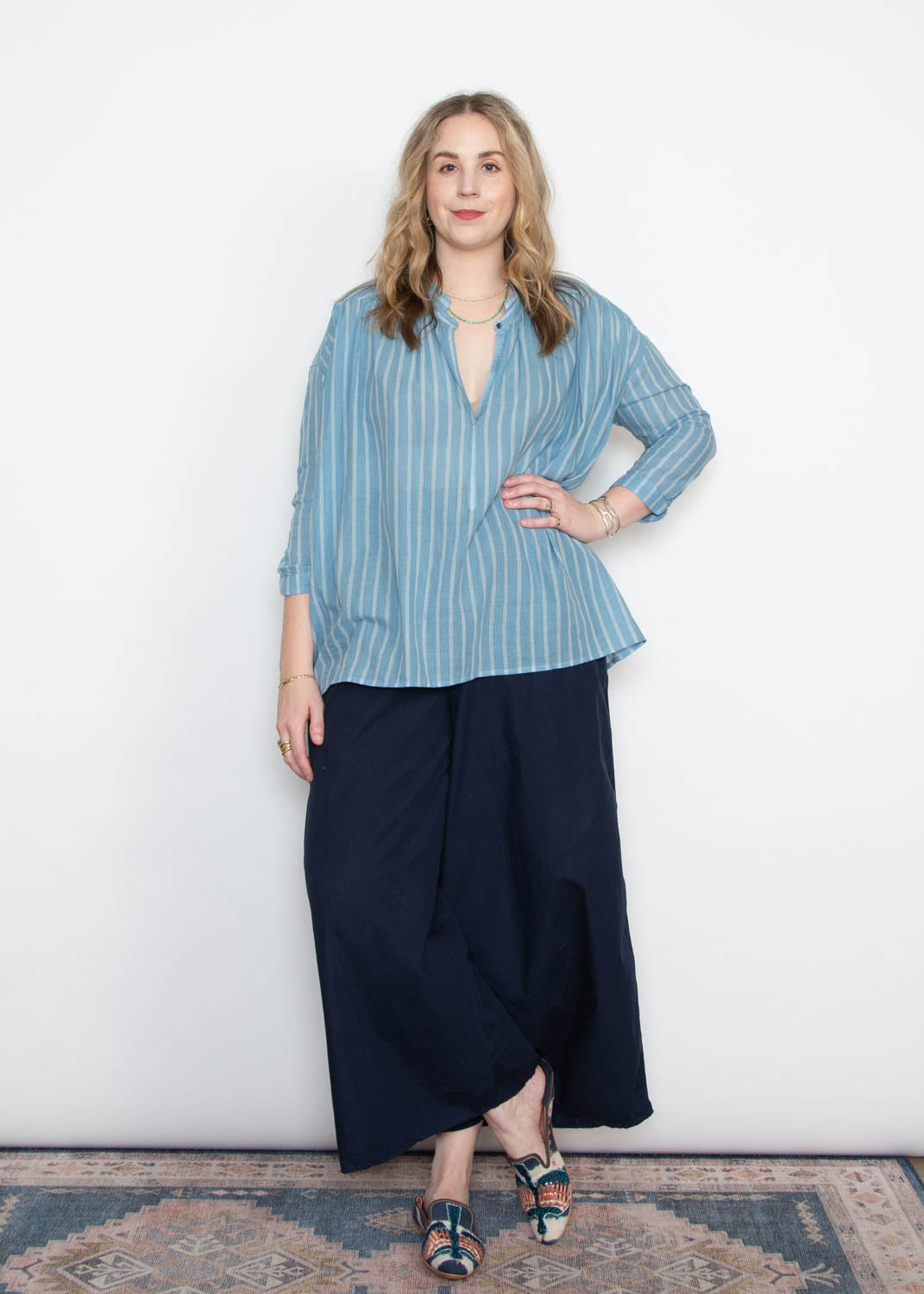 Two Chambray Stripe Top