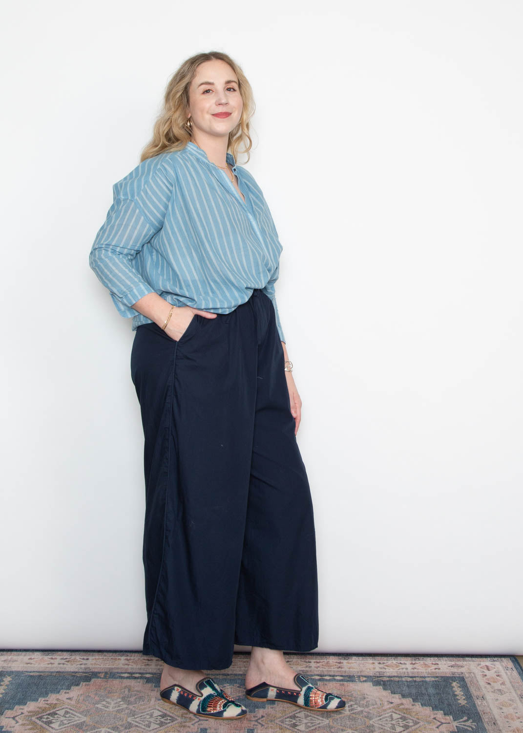 Two Chambray Stripe Top