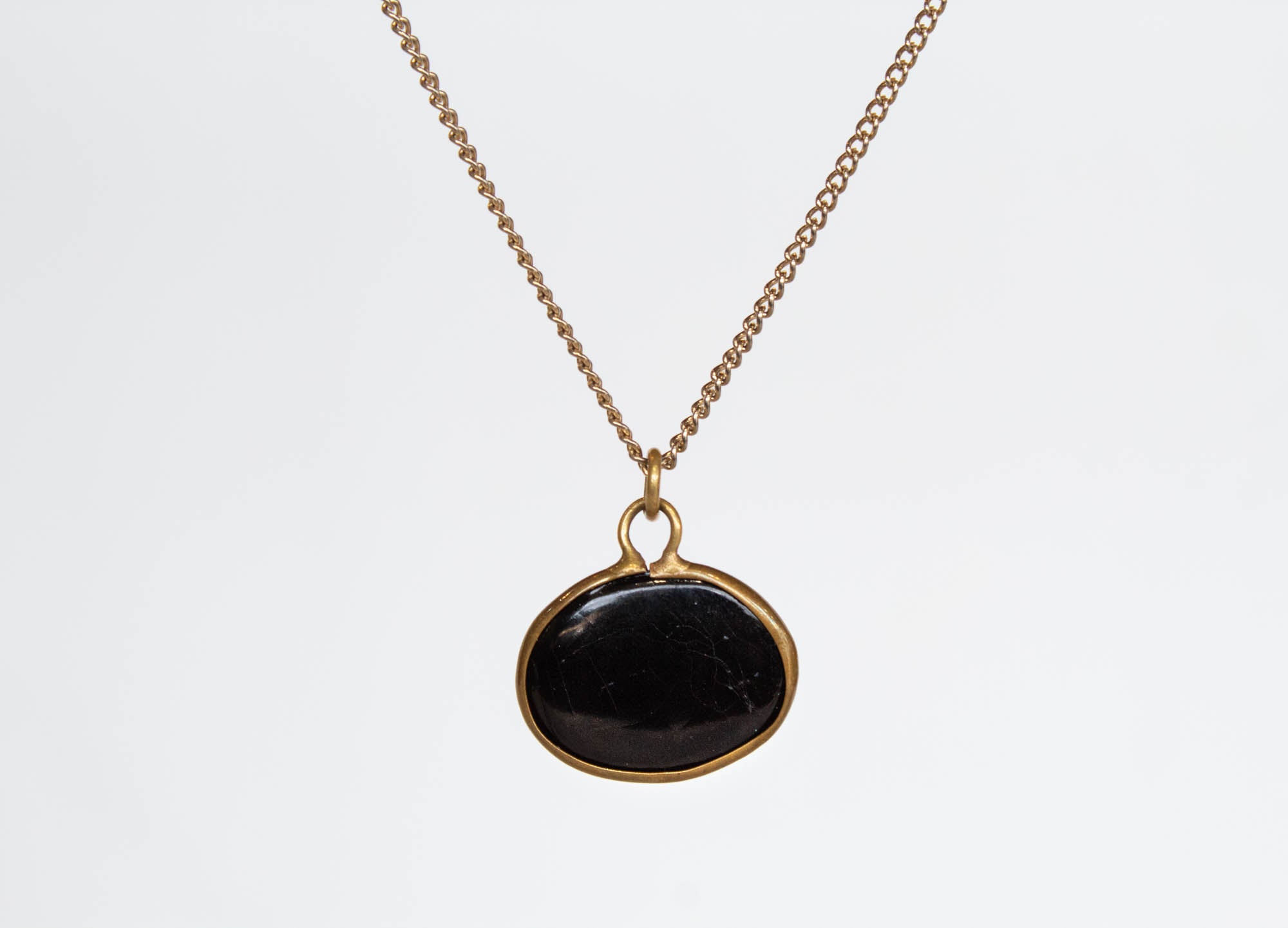 Vintage Victorian Black Glass Intaglio Necklace